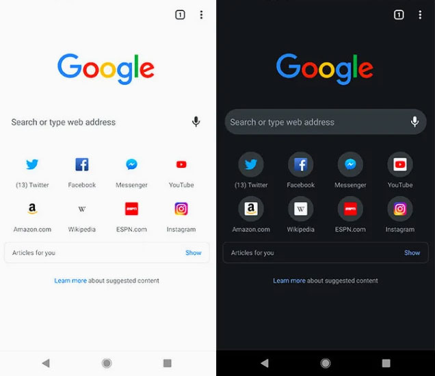 enable google chrome dark mode on android