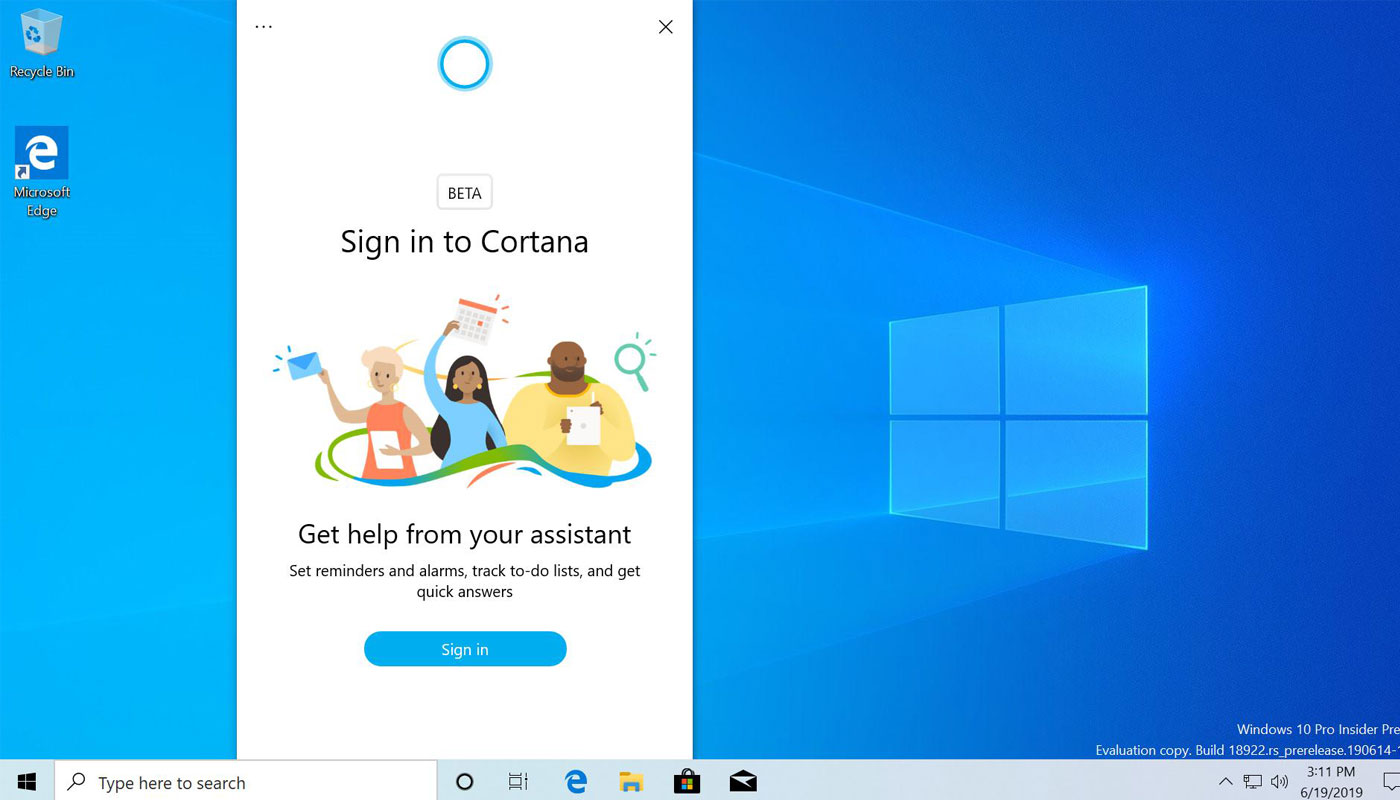 Windows 10 හි Search bar එකෙන් වෙන්වූ Cortana අලුත් app එකක් ලෙස Windows 10 වලට නිකුත් කරයි