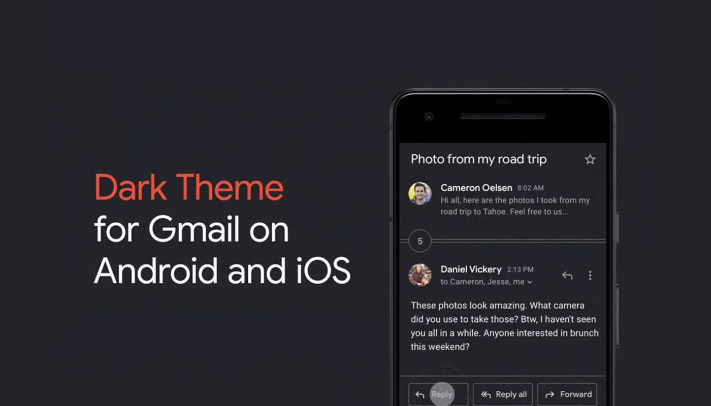 iOS සහ Android සඳහා වන Gmail Apps සඳහා Dark Mode එක ලබාදීමට Google සමාගම කටයුතු කරයි