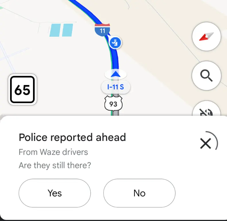 An incident report filed by a Waze driver