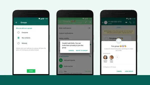තමන්ගේ අනුදැනුමකින් තොරව WhatsApp Group වලට ඇතුලත් කිරීම අවහිර කිරීමේ හැකියාව ලබා දෙයි