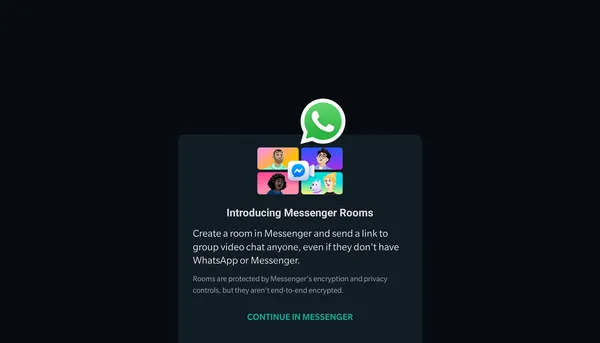 WhatsApp වලට Messenger Rooms හරහා video call ලබාගැනීමේ පහසුකමක් එකතු කිරීමට Facebook සමාගම කටයුතු කරයි