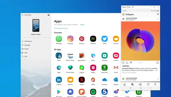 Microsoft Your Phone app එක මඟින් Android ජංගම දුරකථන වල ඇති apps, PC එක මත run කිරීමේ හැකියාව ලබාදෙයි