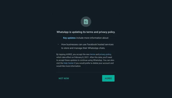 Facebook සමඟ ඔබගේ WhatsApp දත්ත share කරගැනීමේ නව Privacy Policy එකට එකඟ නොවන්නේ නම් WhatsApp භාවිතා කිරීමේ හැකියාව ඔබට අහිමි වෙන ලකුණු